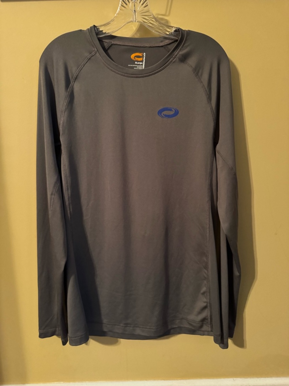 Men's O’Rageous Grey Long Sleeve Performance Tee with Blue Logo